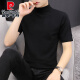 Pier Cardin 2024 Herbst Kurzärärmelte T-Shirt Herren neuer halbhöfischer Hals-Basis-Strickpullover halbärmelig mit mittlerem Hals fester Farbe Pullover Q9913 White XL