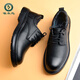 Woodpecker winter men's shoes plus velvet to keep warm casual business formal leather shoes round toe soft sole work suit shoes men's leather cotton shoes black 5-5152 plus velvet to keep warm winter cotton leather shoes 41