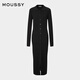 Moussy new simple style lady H-shaped long knitted dress 010HA673-7891 020 black M