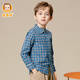 Hengyuanxiang boys' long-sleeved shirt pure cotton spring and autumn new children's casual shirt children's clothing plaid western style top trendy blue grid 130