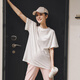 Miduli maternity top wearing large size maternity T-shirt for summer thin mid-length short-sleeved loose maternity dress dark powder L