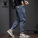 Playboy Jeans Men's Spring and Autumn Style Fashion Brand Loose Conical Harem Pants 2023 Autumn Stretch Straight Casual Long Pants 6621 Blue 29