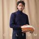 CULTUM【多色可选】秋冬厚款山羊绒混纺高领毛衣男长袖套头打底针织衫 米白 M