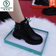 Woodpecker genuine leather thick sole Martin boots for women 2025 new autumn and winter warm boots versatile soft sole flat sole plus velvet thickened short boots black (single) 37
