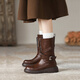Neun-Zoll-Sonnenschein Maillard Midrohr Martin Boots Frauen Kurzstiefel 2025 Frühling und Herbst neue Frauenschuhe Western Retro Round Zehen dicke Ferse-Modestiefel mittelschwere Stiefel Frauen Brown 39
