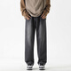 Dingfengbaoluo American jeans men's autumn high street straight loose trendy brand boys wide-leg trousers DFS05 black gray 2XL