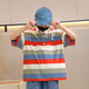 
I.KARNOW boy striped short-sleeved pure cotton t-shirt 2025 new children's summer half-sleeved street loose big children's summer top [two pieces more discount] 9895 stripes + 9905 white 170