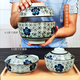 Stewing bowl Japanese-style large, medium and small ceramic bowl with lid, instant noodle bowl, steamed egg bowl, household baby stewing bowl, 4.5-inch covered bowl, Lan Fugui