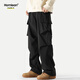 Pantalones de trabajo de paracaidismo funcional americano de homlean Nicho suelto de primavera y verano Nicho de senderismo informal S6603 Negro 3xl