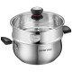 Supor (Supor) 304 acero inoxidable sopa de sopa roja pequeña sopa de olla de olla de olla de olla de olla de gas de olla caliente cocinera de inducción de gas universal adecuado para 3-5 personas versión espesada mejorada + red vapor de 24 cm