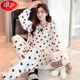 
LangSha light luxury princess style pajamas for women long-sleeved spring, autumn and winter new style gold velvet thickened lace lace home clothing set HT#9923 Strawberry M [75-95Jin [Jin equals 0.5 kg]]