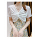 Li Yun House Pequeño chal con chaleco de encaje para estilo corto de verano, cuello en V delgado con falda de suspensión, temperamento de moda, blanco [manga corta de jersey de una sola pieza 701] M [96-115Jin [Jin equivale a 0.5 kg]]]