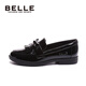 Belle children's shoes for girls spring and autumn children's black leather shoes student shoes back to school performance shoes British style campus etiquette shoes for middle and older children black-DE0336 35