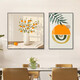 Pintura decorativa del restaurante Nuanju Flower Modern Simple Living Sala Sofá Pintura de pared colgante Nuevo dormitorio Mural T1591 Izquierda 80*80/derecha 60*80cm Film de cristal Marco de metal