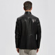 Snow Leopard [Special Offer] Haining Men's Genuine Leather Leather Clothes Mid-Length Top Layer Goatskin Business Casual Leather Jacket Black 175/96A(50)