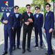 
Woodpecker groomsmen's best suit white shirt brother group clothes wedding suit dress men's suit vest strap summer shirt clothing black trousers + short-sleeved shirt XL