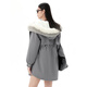 
Peacebird two-color fur collar fur jacket A1ADE4512 gray S