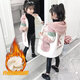 Disney (Disney) Winterjacke für Mädchen, 2023, neuer Winterstil, mittellanger koreanischer Stil für Kinder, verdickter Außenmantel für Herbst und Winter, Rosa (Polsterung und Verdickung) 140