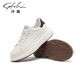 SaTCHI men's shoes new white shoes casual leather shoes thick sole height-enhancing versatile shoes lightweight and comfortable casual shoes men's white (1DTWB00300) 40 (one size larger than sports shoes)