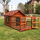 Dog House Outdoor Waterproof Solid Wood Dog House Medium and Large Dog Golden Retriever Dog House Rainproof Summer Outdoor Four Seasons Pet Villa 5XL with Yard Single Window with Screen Package Installation