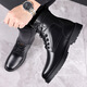 
Saimandie winter wool military hook cold-proof boots men's Martin boots genuine leather wool warm cotton boots high top layer cowhide wool boots 3519 black [Fur integrated flat bottom] 38