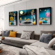 Tongdi Neues chinesisches Wohnzimmer Dekoration Malerei Sofa Hintergrund Wandmale moderne einfache Villa Hall Landschaft Malerei Dreifach hängende Gemälde 1 Familie und alles geht gut 12122 80*60 in der Mitte 40*60 auf beiden Seiten 40*60 schwarzer Rahmen (Kristallporzellanbilder)