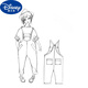 Disney brand girls' artistic overalls spring and summer 2024 new children's jeans medium and large children's loose nine-point pants blue 130cm recommended for 6-7 years old