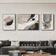 Meiyouchun black, white and gray abstract art sofa background wall decorative painting high-quality living room hanging painting modern simple triple mural JD13783 left and right 50*70 middle 90*70 texture oil canvas aluminum alloy black frame