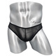 Erotic underwear elastic hip lift double thong men's U-convex transparent buttocks mesh low-waist trendy low-waist briefs sexy thong breathable gay underwear gay adult T-pants white one size