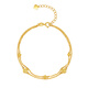 Saturday Fortune Yellow 18K Gold Bracelet for Women Double Chain Four Leaf Clover Bracelet Birthday Gift C0711961 16+3cm