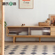 Genji Muyu solid wood TV cabinet modern living room oak home storage cabinet walnut glass sliding door TV cabinet 2.2 meters
