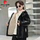 Pierre Cardin Children's Clothing Boys' Velvet Leather Jackets Autumn and Winter 2025 New Winter Jackets Handsome Winter Boys Thickened Black 120cm