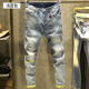 Zhidou Dou Light Color Nine-Point Jeans Slim Elastic Peal Feet Pants de estilo Coreano Mendigo de moda Mendigo Reped Fino 9767 29