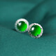 Oriental Jade S925 Silver Full Inlaid Imperial Green Plain A Grade Jade Earrings Birthday Gift for Women