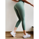 European and American peach fitness hip-lifting pants for women, quick-drying running sports high-waist tight slimming cropped pants, ice grass green XS