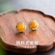 Knock knock love beeswax earrings for women new Chinese style national style earrings chicken fat yellow retro enamel sterling silver earrings jade Siqiu earrings one pair shop owner