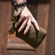 Kadi She Crazy Horse Leather Clutch Men's Cowhide Long Wallet Genuine Leather Simple Hand Grab Bag Large Capacity Hand Carrying Retro Wallet Crazy Horse Leather Elephant Pattern Brown