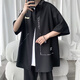 
Quezhiyin Ice Silk Short Sleeve Shirt Men's Summer Thin Loose Jacket Stylish Fashion Casual Five-Part Sleeve Shirt Jacket White XL