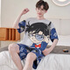 Junjun SUIDI MEI Herren Pyjamas Sommer Kurzarm Pure Cotton Student Cartoon Herren Sommer-Home-Anzug Teenager Jungen Set Short-Xy1098 Lazy Bear 3xL Standard (High 180-185 170-190jin [Jin gleich 0,5 kg])