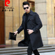 Pierre Cardin autumn and winter new style young and middle-aged long over-the-knee removable liner windbreaker men's suit collar business casual high-end jacket black 3XL