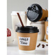 Disposable coffee cup with lid thickened kraft paper cup latte milk tea hot drink packaging cup takeaway ins style commercial 350ml black switch lid coffee straw square 100 pieces