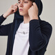 Emz Ordos Strickjacken Herren Frühling und Herbst New Alter reduzierende Kapuze Casual Reißverschluss Pullover Strickjacke Herren Jacke Marine Blue XL 180/96A