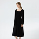 Fan Silann Velvet Bajo Collar Square Black Skirt para Mujeres 2024 Vestido de reunión anual de New Elegant Elegant Reune 14698 Negro S