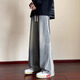 POUM JEANS Herrenherbst- und Winter gerade lose lose Hose 2024 Neue Samthose Amerikanische Jungen Hosen WKXS-K1047 Blue S