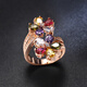 Qinhenghui guaranteed price official tourmaline ring for women sweet and fashionable rose gold twin sunflower colorful 6# 16mm