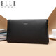ELLE HOMME men's handbag, top layer deer leather zipper wallet, large capacity clutch bag, fashionable men's bag, EB282300450 black, birthday gift for boyfriend