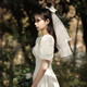 Ding Jing Proposal Bridal Veil Certification Wedding Dress Registration Wedding Props Ritual Sense Internet Celebrity Photography Photo Fantasy Super Fairyland Bow Travel Photography Wedding Veil Gift for Girlfriend Bow Veil F486 Hair Comb Style