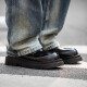 Mr. a Derby Schuhe Herren -Low Top Martin Boots Britisch -Stil Runde Zehen große Zehenschuhe Schwarze Arbeitspeakschuhe Dicke alleinige Freizeitlederschuhe Mra Gloss Schwarz 43 Herrengröße