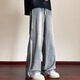 POUM JEANS Herrenherbst- und Winter gerade lose lose Hose 2024 Neue Samthose Amerikanische Jungen Hosen WKXS-K1047 Blue S