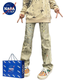 Nasalike pesado nuevo ambiente retro retro retro jeans de tinta con tinta recta bordada para hombres y mujeres tendencia 2025 suelto 695 jeans amarillo l